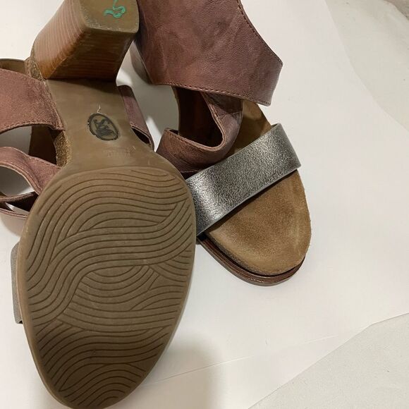 SOFFT Christine Platform Stacked Heel Leather Sandals Beta Gray Anthracite Sz 9 - Picture 11 of 14